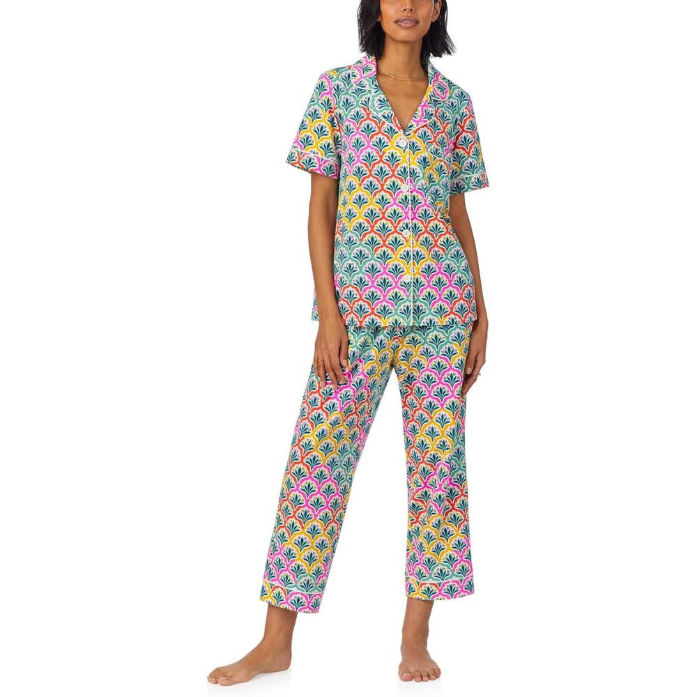 imageBed Head PJs Womens Matching Pajamas Soft Organic Cotton Button Down PJ Shirt ampamp Cropped Pants Set Loungewear ampamp SleepwearCamilla