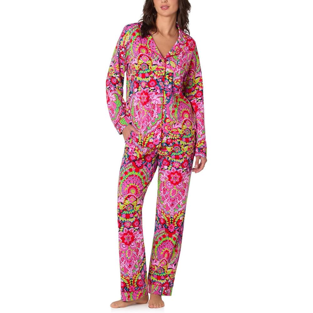 imageBedHead PJs Womens X Trina Turk Long Sleeve Classic Stretch Jersey Pj SetLas Flores