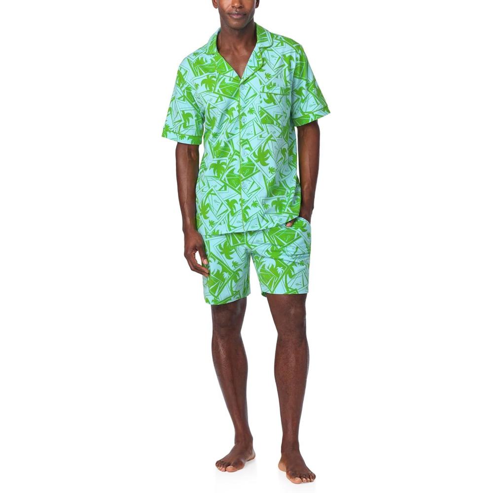 imageTrina Turk PJs Mens Short Sleeve Notch Collar ampamp Shorts Sleepwear Pajama Set Organic CottonBlue Tennis Court