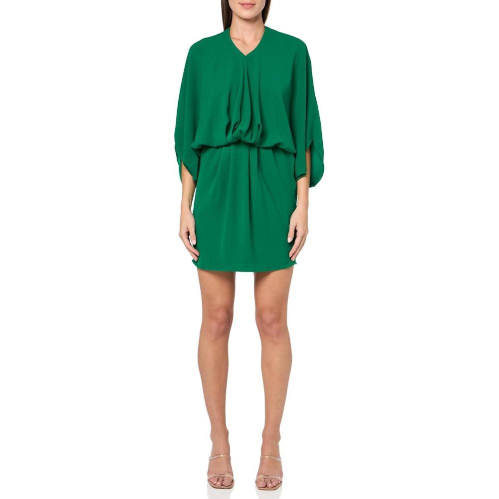 imageTrina Turk Womens Blouson Dress with Back BowEmerald