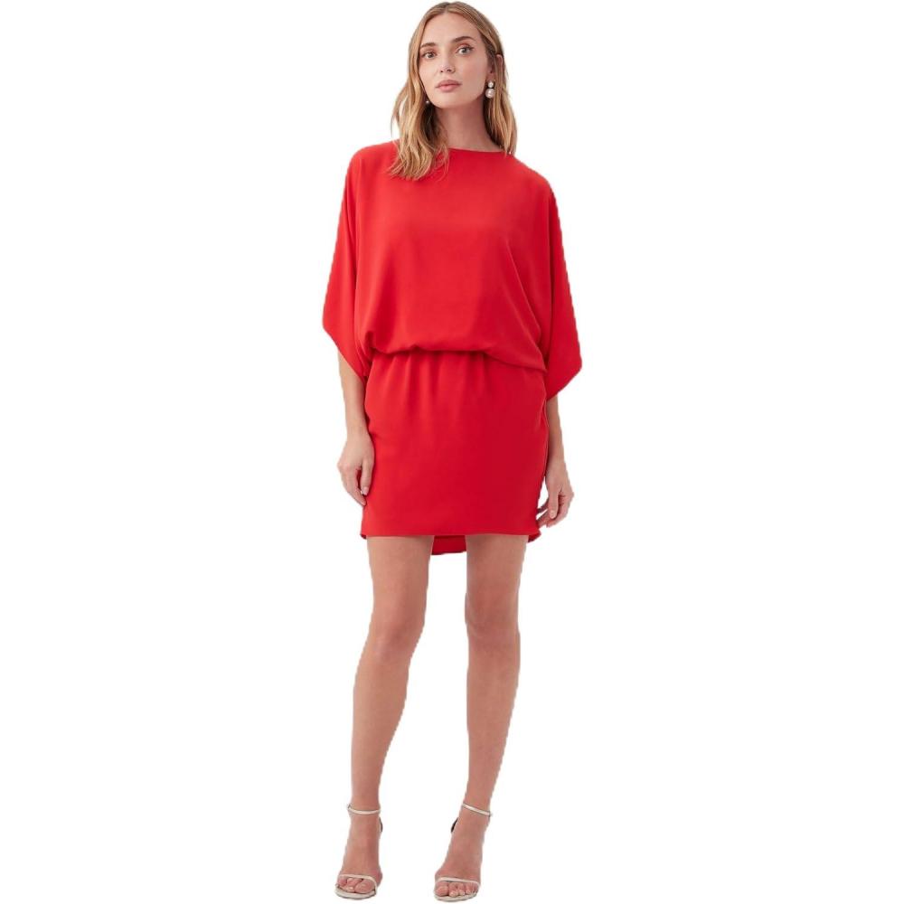 imageTrina Turk Womens Blouson Dress with Back BowReina Red