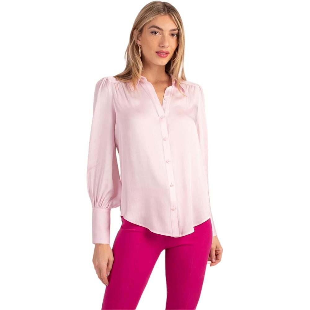 imageTrina Turk Womens Puff Sleeve Silk BlousePolar Pink