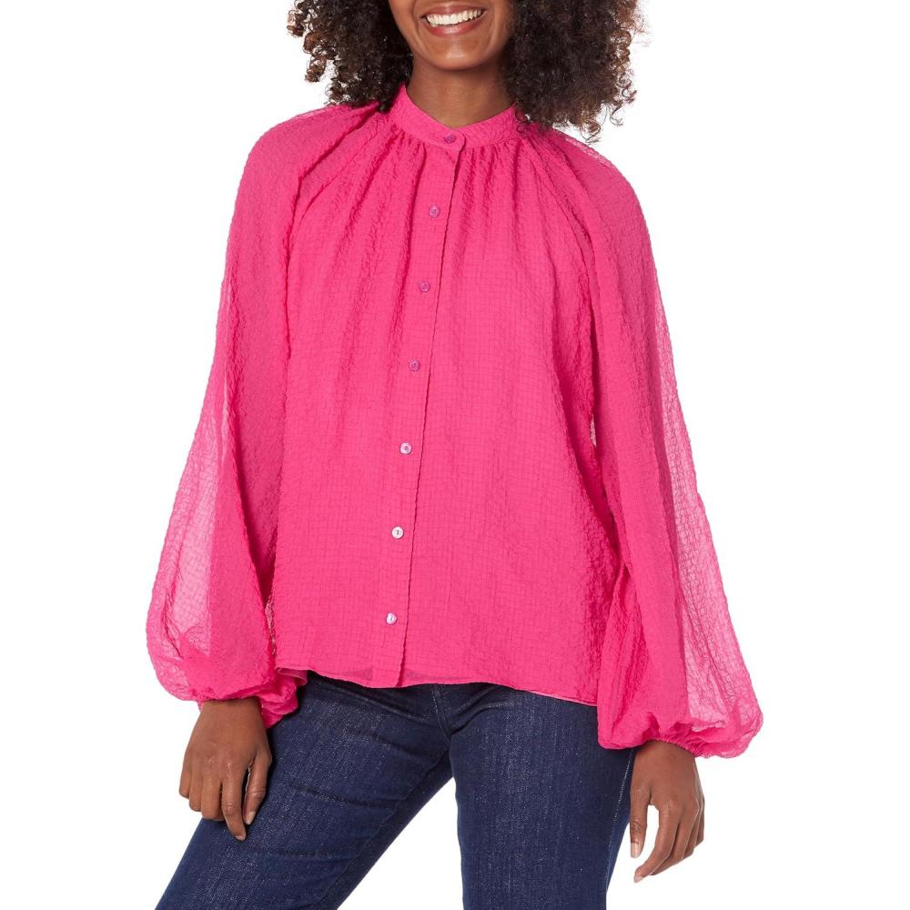 imageTrina Turk Womens Relaxed Button Up BlouseRadio City Rose