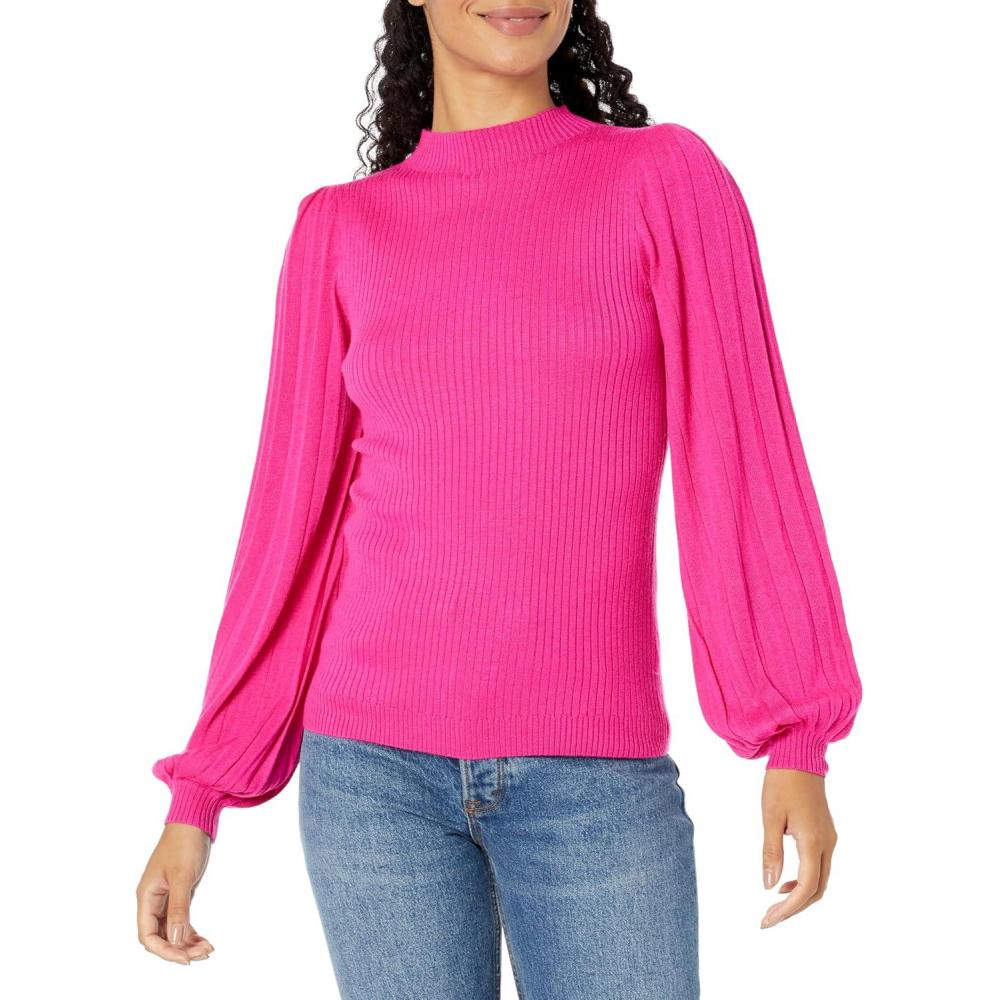 imageTrina Turk Womens Ribbed Mock Neck SweaterPink