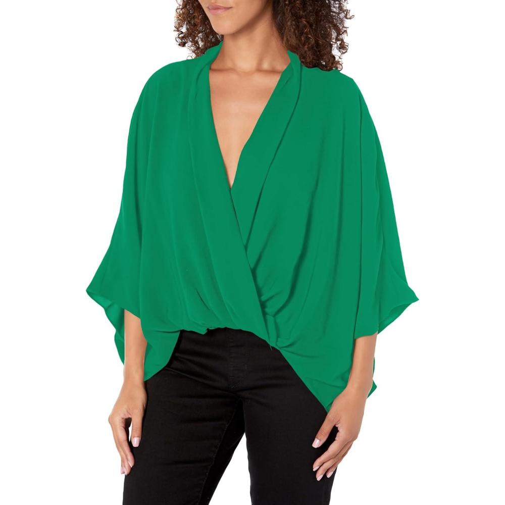 imageTrina Turk Womens Surplice BlouseGreen