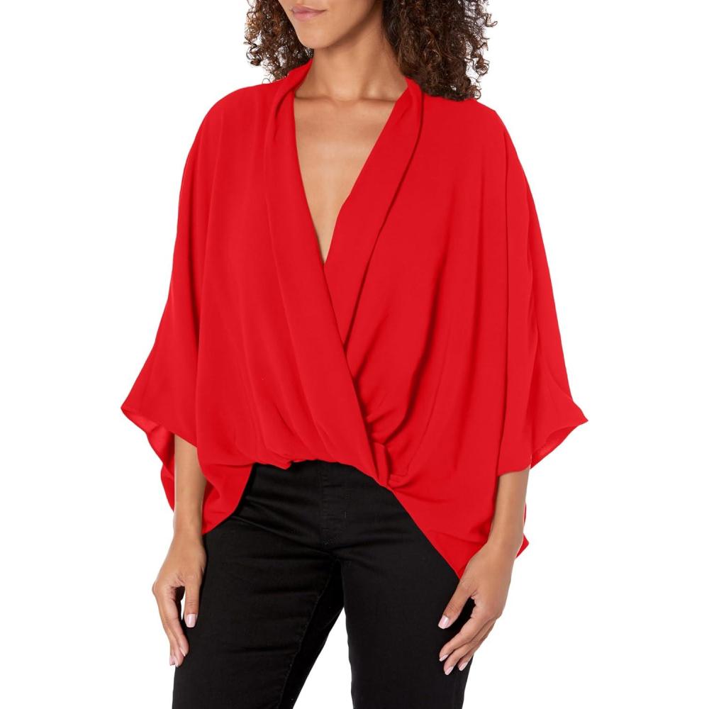 imageTrina Turk Womens Surplice BlouseReina Red