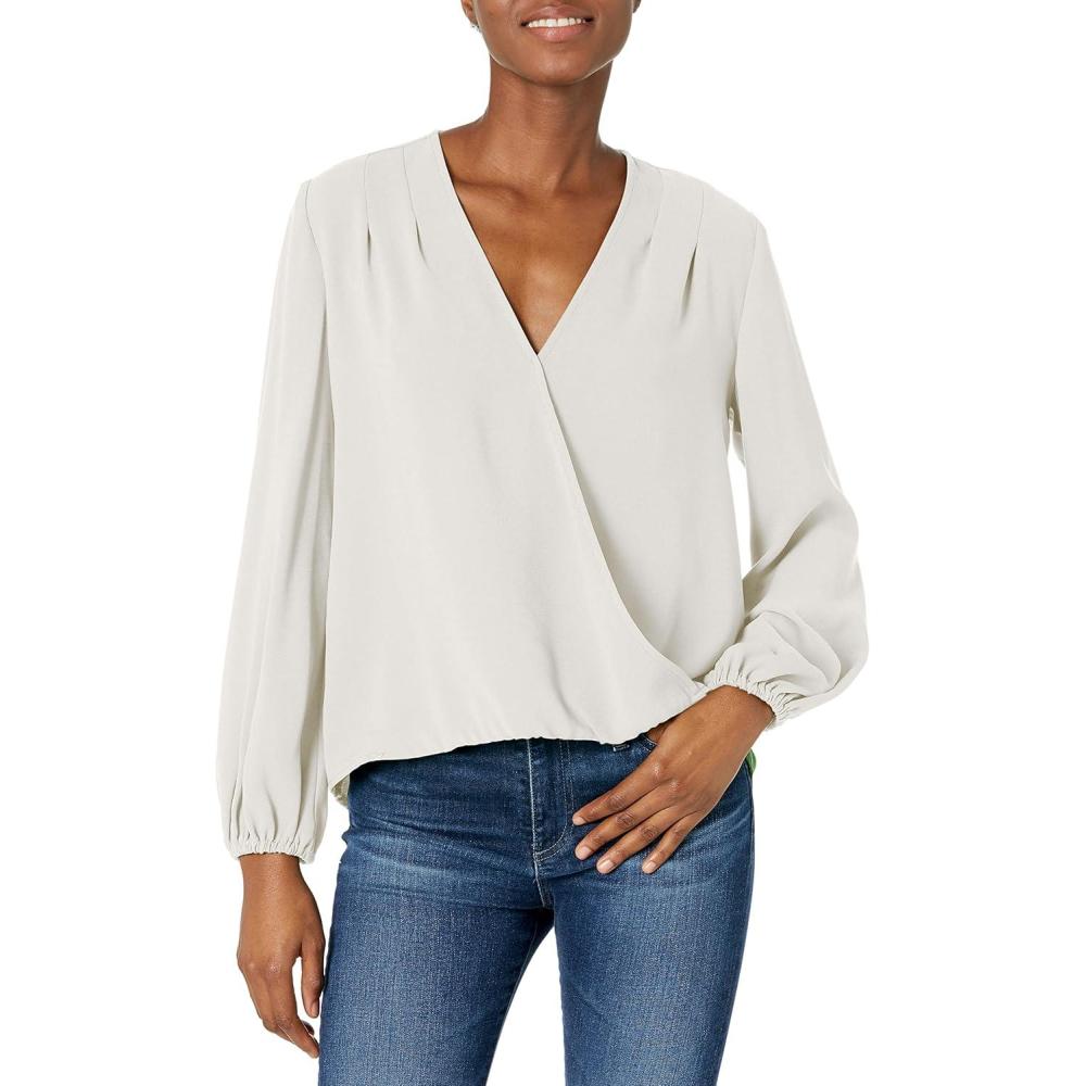 imageTrina Turk Womens Surplice BlouseWhitewash