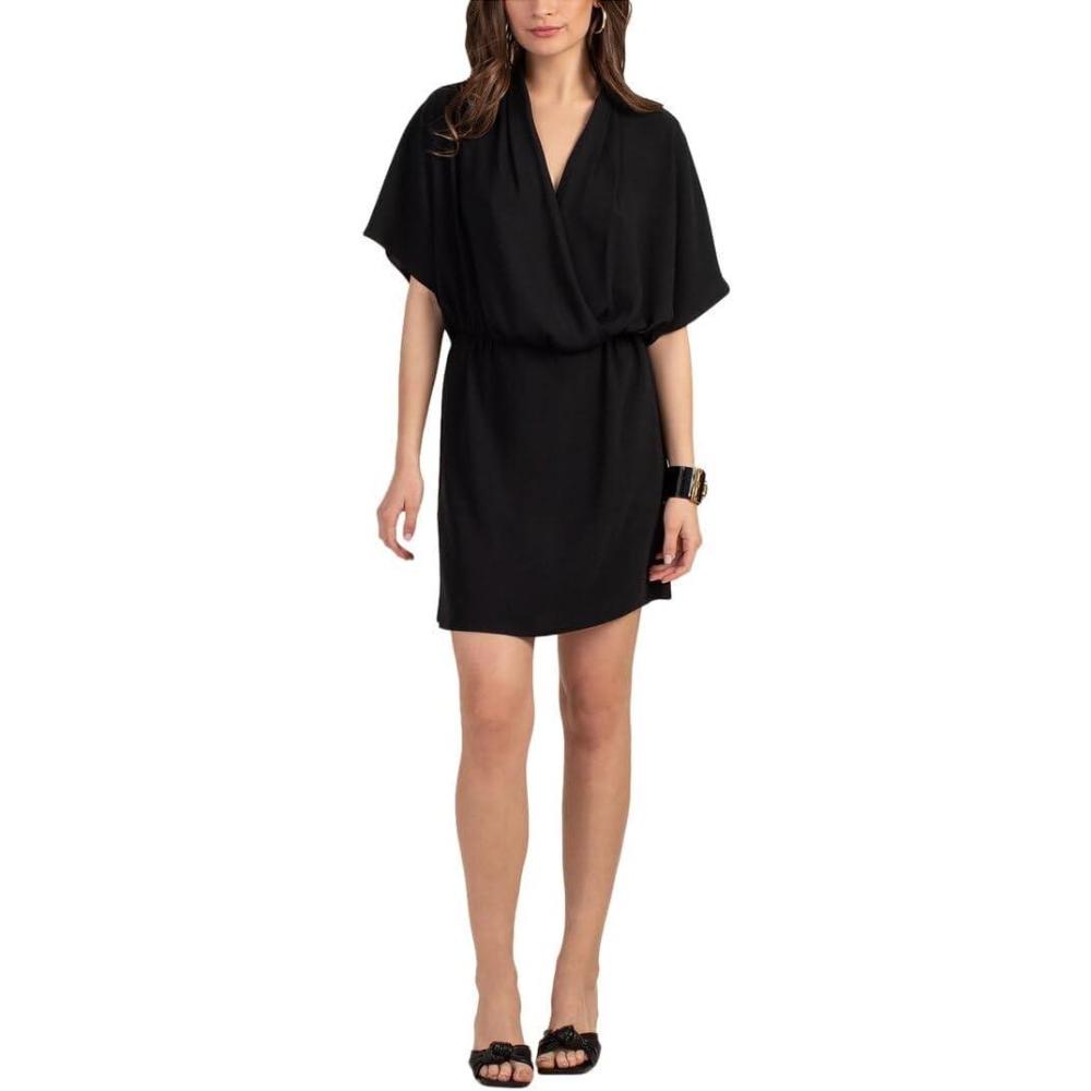imageTrina Turk Womens Surplice Blouson DressBlack