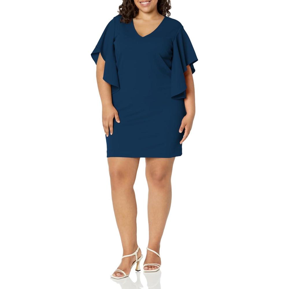 imageTrina Turk Womens V Neck Cocktail DressBlue