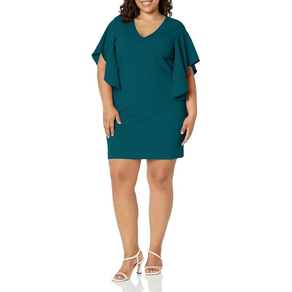 imageTrina Turk Womens V Neck Cocktail DressGreen