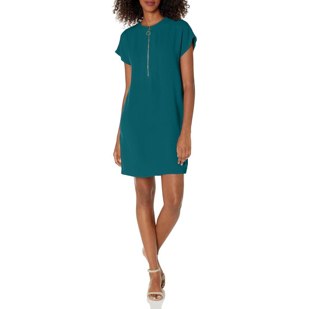 imageTrina Turk Womens Zipper Placket DressGreenwich Green