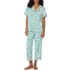 Bed Head PJs Womens Matching Pajamas – Soft Organic Cotton Button Down PJ Shirt & Cropped Pants Set – Loungewear & Sleepwear(Cheeky Cupid)