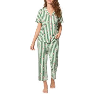 Bed Head PJs Womens Matching Pajamas – Soft Organic Cotton Button Down PJ Shirt & Cropped Pants Set – Loungewear & Sleepwear(Martini O’clock)