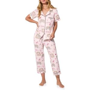Bed Head PJs Womens Matching Pajamas – Soft Organic Cotton Button Down PJ Shirt & Cropped Pants Set – Loungewear & Sleepwear(Swan Lake)