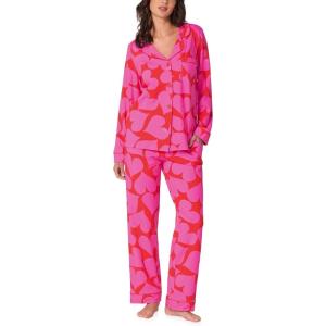 BedHead PJs Women’s X Trina Turk Long Sleeve Classic Stretch Jersey Pj Set(Hearts)