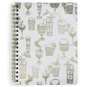 Trina Turk Journals – 180 Perforated Pages, Spiral Binding, Stylish Design, Great for Writing and Organizing, 9″x11″, Cheeky Tiki(Happy Hour Gold)