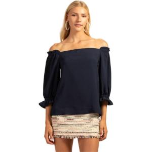 Trina Turk Women’s Loose Fit Off The Shoulder Long Sleeve(Indigo)