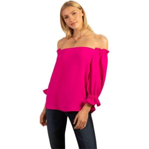 Trina Turk Women’s Loose Fit Off The Shoulder Long Sleeve(Trina Pink)