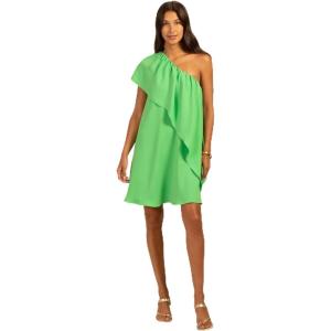 Trina Turk Women’s One Shoulder Ruffle Satisfied Dress(Greenery)