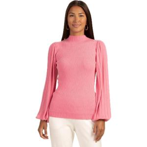 Trina Turk Women’s Ribbed Mock Neck Sweater(Cotton Candy Sky)