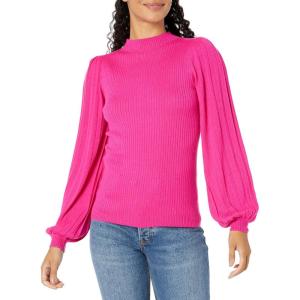Trina Turk Women’s Ribbed Mock Neck Sweater(Pink)