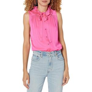 Trina Turk Women’s Ruffle Neck Blouse(Downtown Pink)