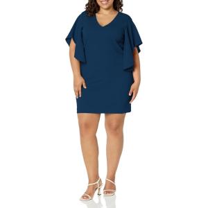 Trina Turk Womens V Neck Cocktail Dress(Blue)