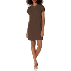 Trina Turk Women’s Zipper Placket Dress(Brown Derby)