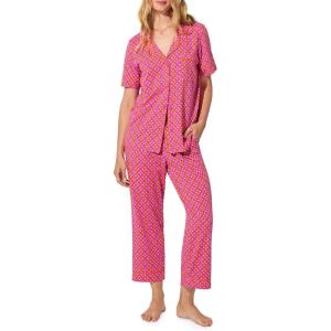 Trina Turk womens X Trina Turk Short Sleeve Classic Stretch Jersey Cropped Pj Set(Chain Geo)