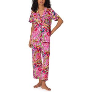 Trina Turk womens X Trina Turk Short Sleeve Classic Stretch Jersey Cropped Pj Set(Las Flores)