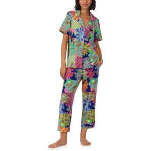 Trina Turk womens X Trina Turk Short Sleeve Classic Stretch Jersey Cropped Pj Set(Zanzibar)