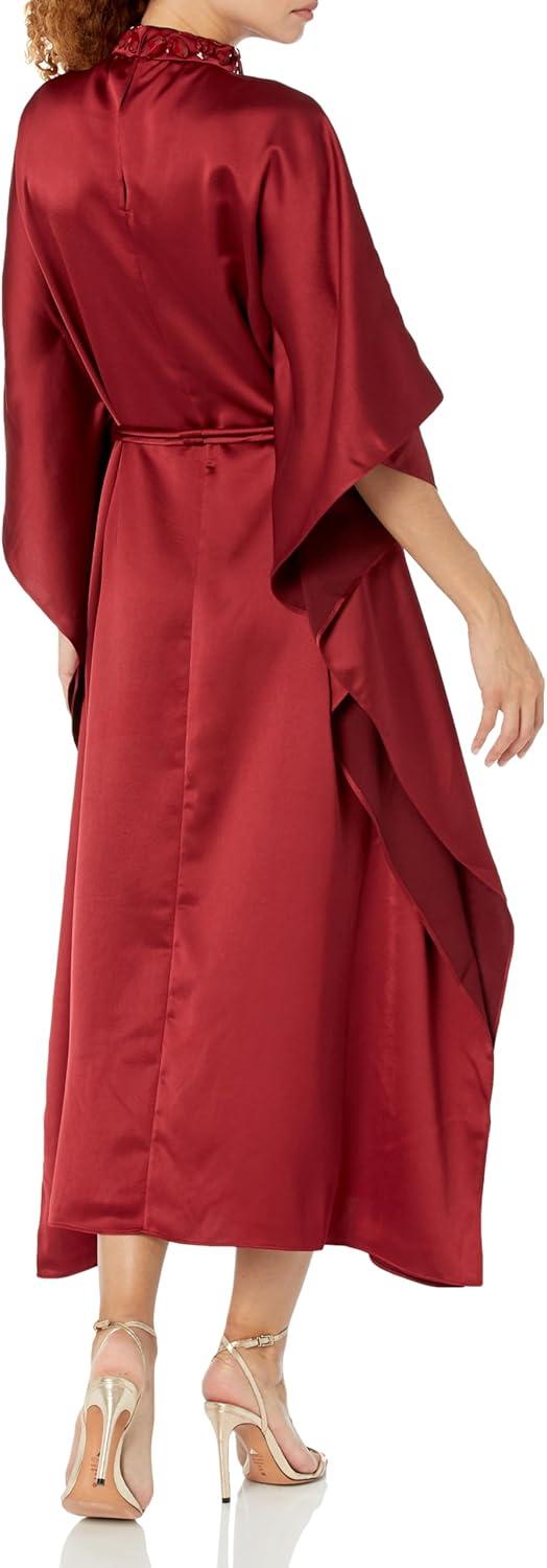 imageTrina Turk Womens Satin Caftan with Embellished NeckRuqa Red