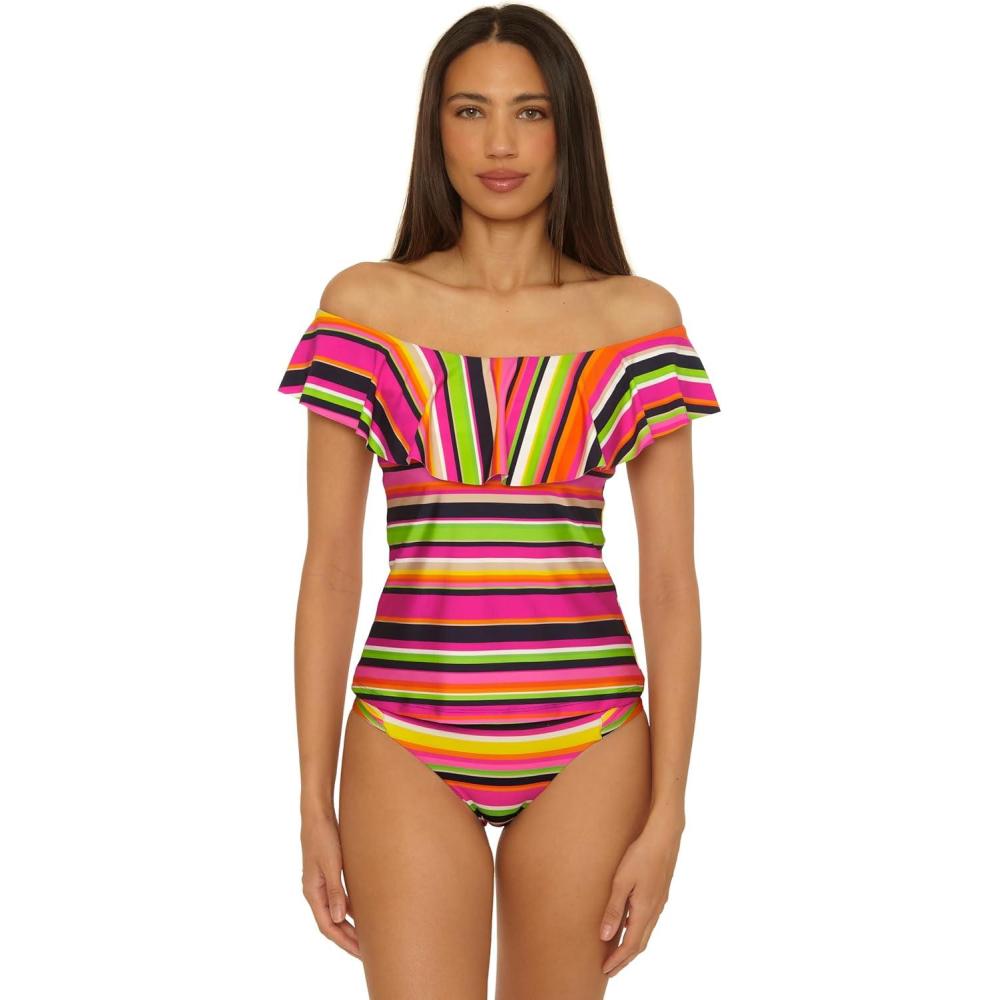 imageTrina Turk Ruffle Tankini Off Shoulder Swimsuit Tops for WomenMonaco Anniversary