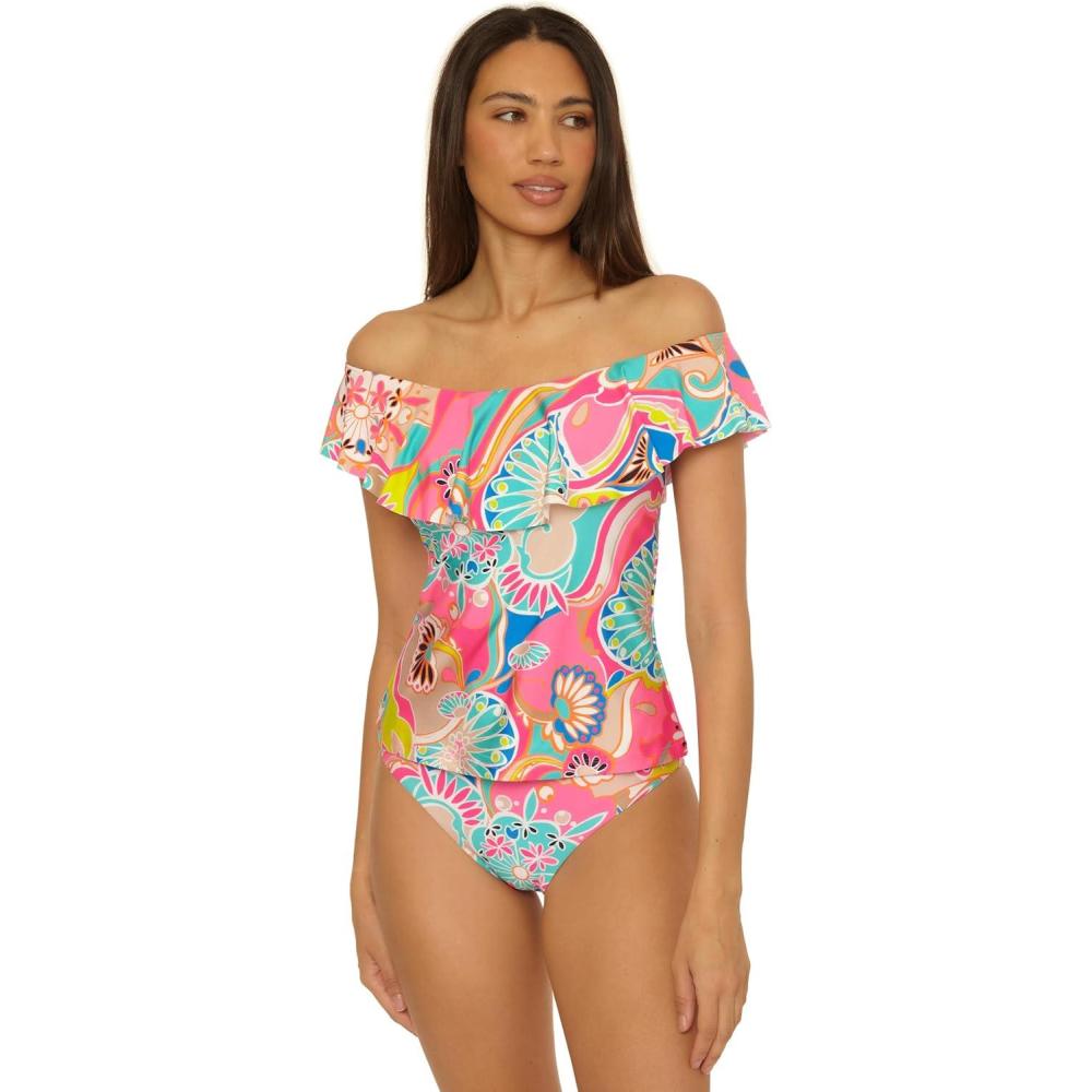 imageTrina Turk Ruffle Tankini Off Shoulder Swimsuit Tops for WomenMonaco Venus