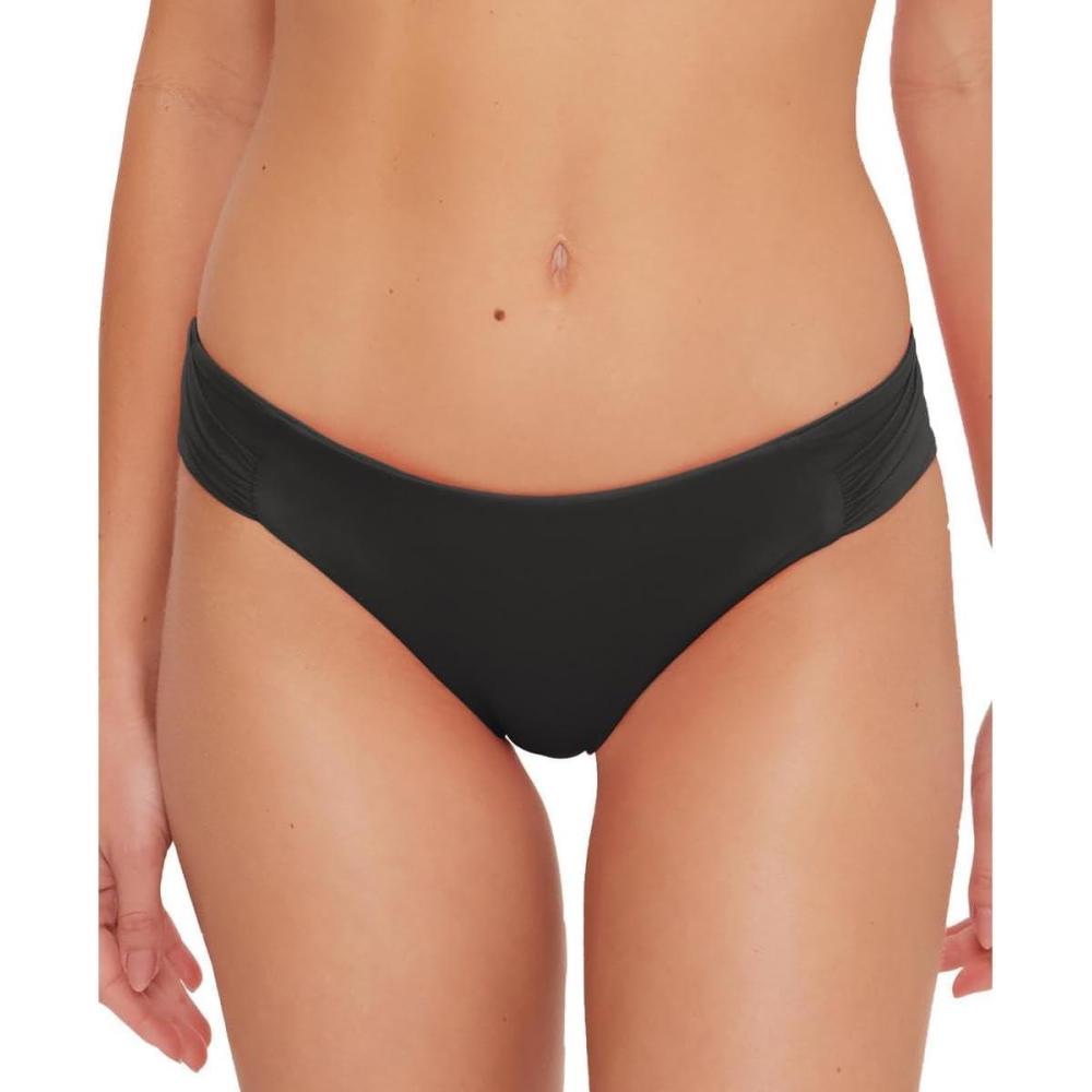 imageTrina Turk Tab Side Hipster Bikini Bottom Cheeky Coverage Swimwear Separates for WomenMonaco Black