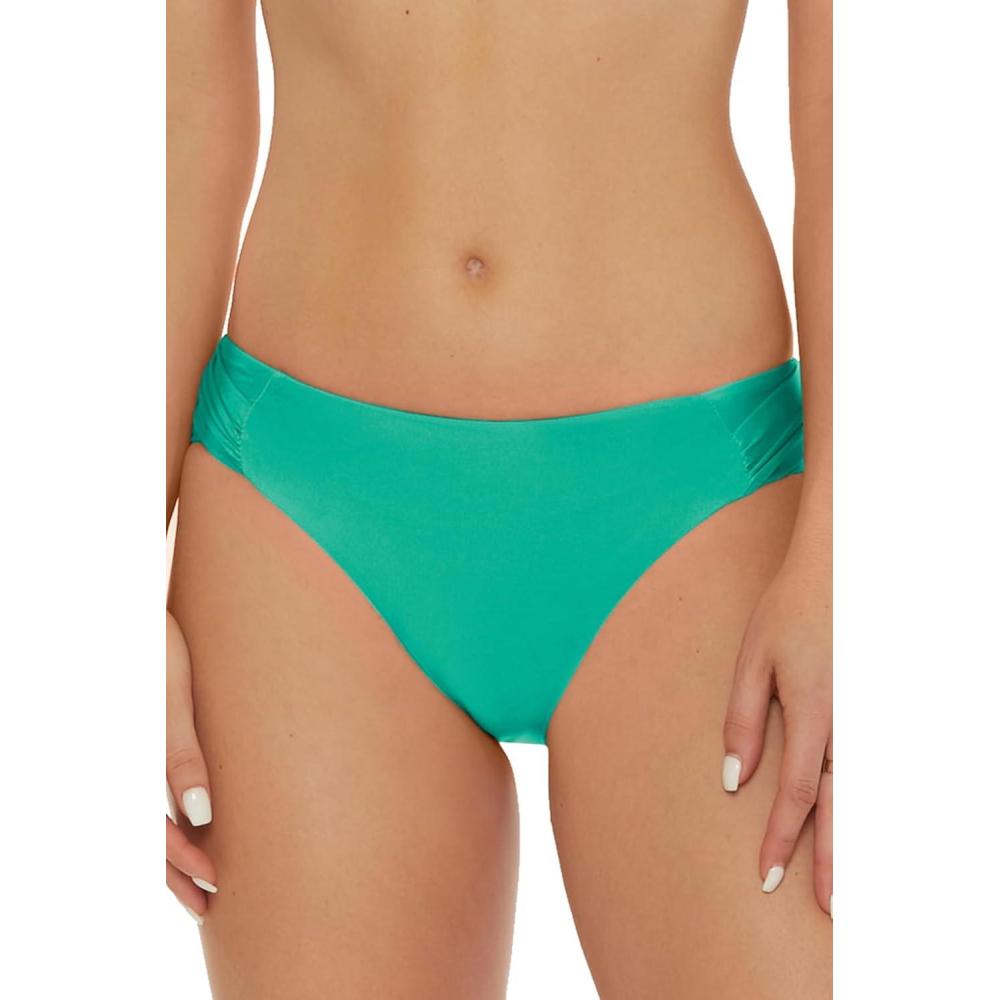 imageTrina Turk Tab Side Hipster Bikini Bottom Cheeky Coverage Swimwear Separates for WomenMonaco Guitar Green