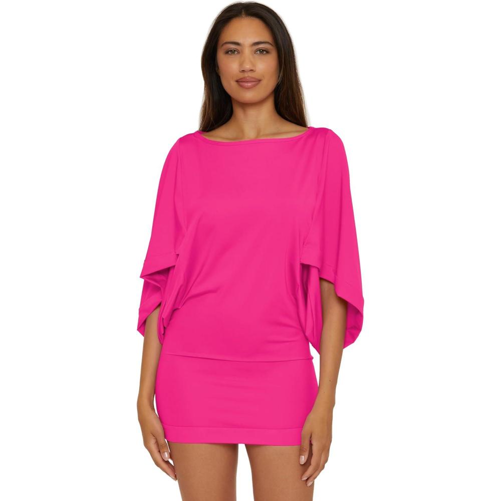 imageTrina Turk Womens Casablanca Tunic Uv Protection Casual Beach Cover Ups for WomenMonaco Pink Parade