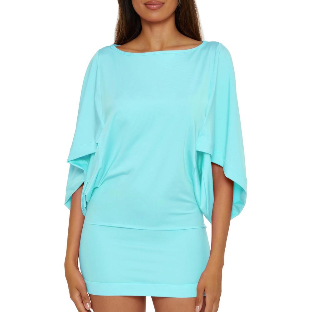 imageTrina Turk Womens Casablanca Tunic Uv Protection Casual Beach Cover Ups for WomenMonaco Sky