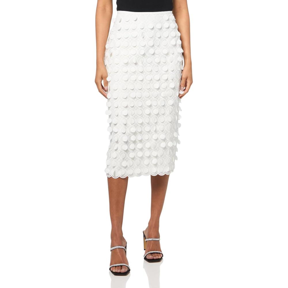 imageTrina Turk Womens Embroidered Pencil SkirtWhitewash