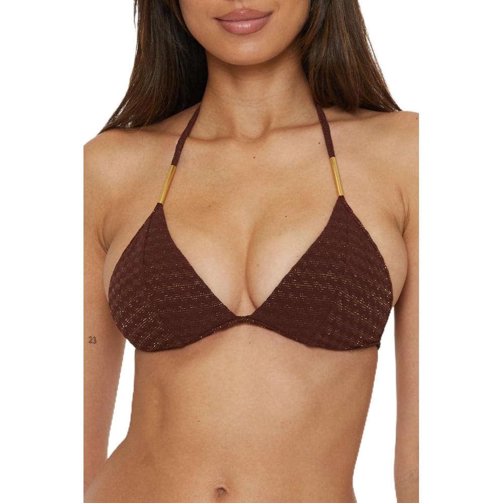 imageTrina Turk Womens Glimmer Triangle Bikini Top Adjustable Tie Back Swimwear SeparatesTotem