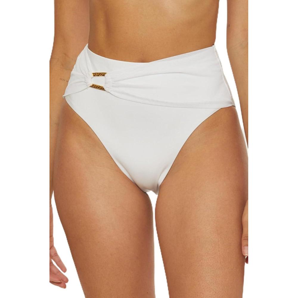 imageTrina Turk Womens Monaco High Waisted Bikini Bottom Cheeky Coverage Swimwear Separates for WomenWhite