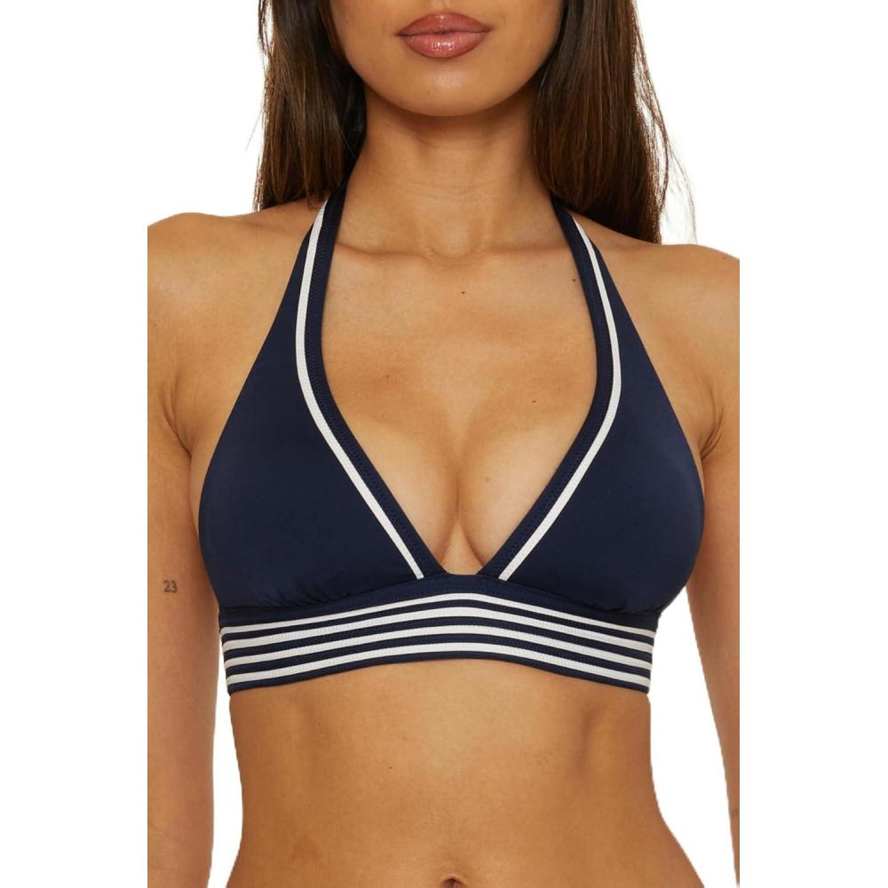 imageTrina Turk Womens Monaco Pleated Halter Bikini Top Adjustable Tie Back Swimwear Separates for WomenInk