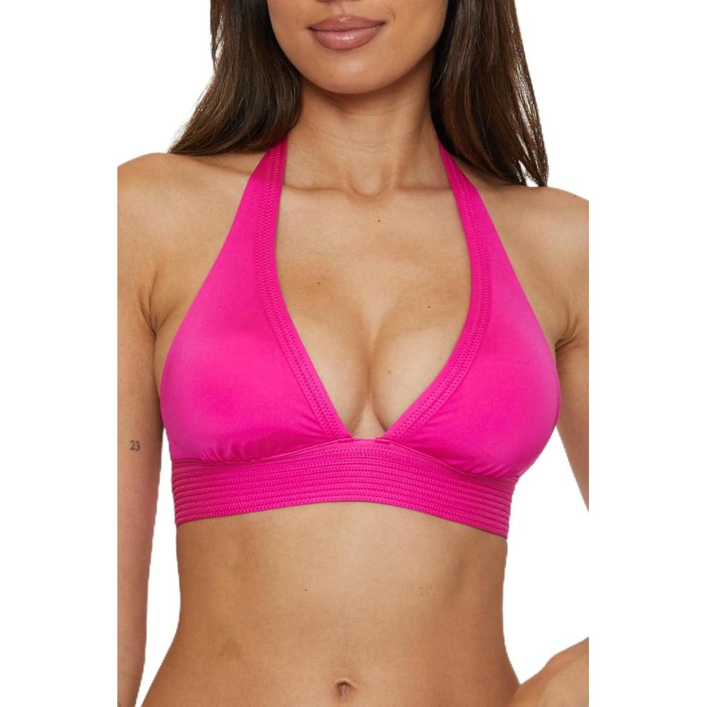imageTrina Turk Womens Monaco Pleated Halter Bikini Top Adjustable Tie Back Swimwear Separates for WomenPink Parade