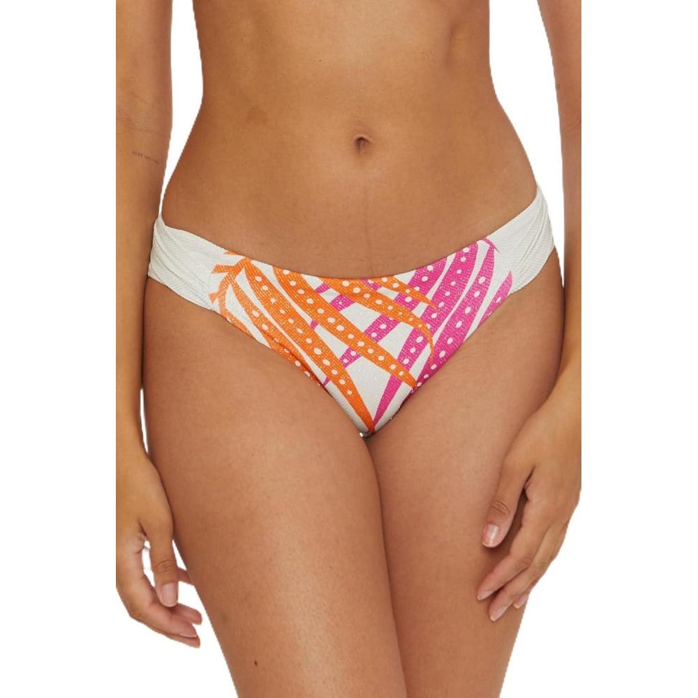 imageTrina Turk Womens Standard Sheer Hipster Bikini Bottom Cheeky Coverage Tropical Palm Leaf Print Swimwear SeparatesMulticolor