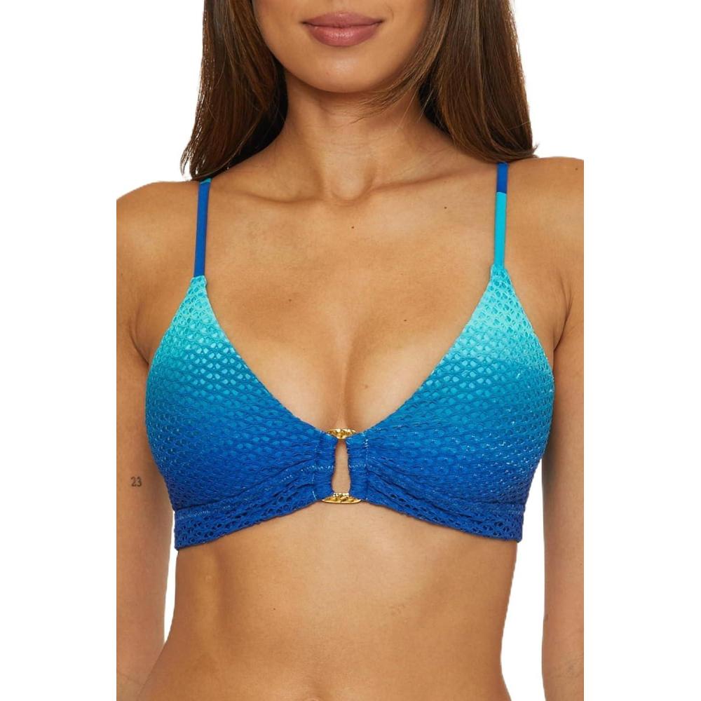 imageTrina Turk Womens Standard Sun Opal Ring Bikini Top Adjustable Tie Back Swimwear SeparatesMoon