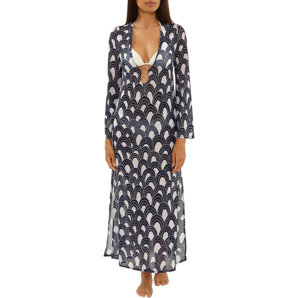 imageTrina Turk womens Fontaine Mesh Maxi Ring Dress Vneck Casual Beach Cover Ups for WomenArches