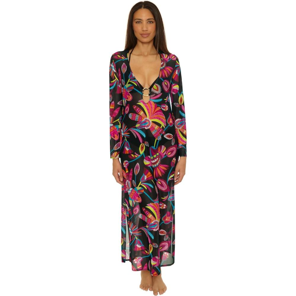 imageTrina Turk womens Fontaine Mesh Maxi Ring Dress Vneck Casual Beach Cover Ups for WomenLuminary