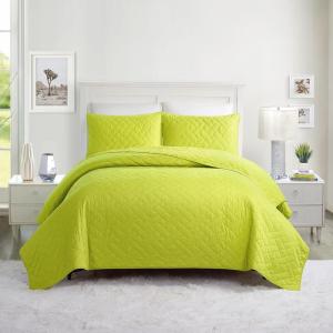 TRINA TURK Dream Weaver 100% Cotton Quilted Coverlet Set – Lightweight Breathable All Season Bedding Set, King, Pink(Green)