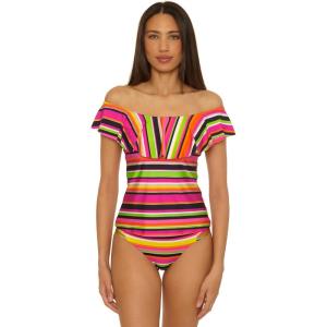 Trina Turk Ruffle Tankini, Off Shoulder, Swimsuit Tops for Women(Monaco (Anniversary))