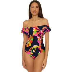 Trina Turk Ruffle Tankini, Off Shoulder, Swimsuit Tops for Women(Monaco (Pool Side Swirl))